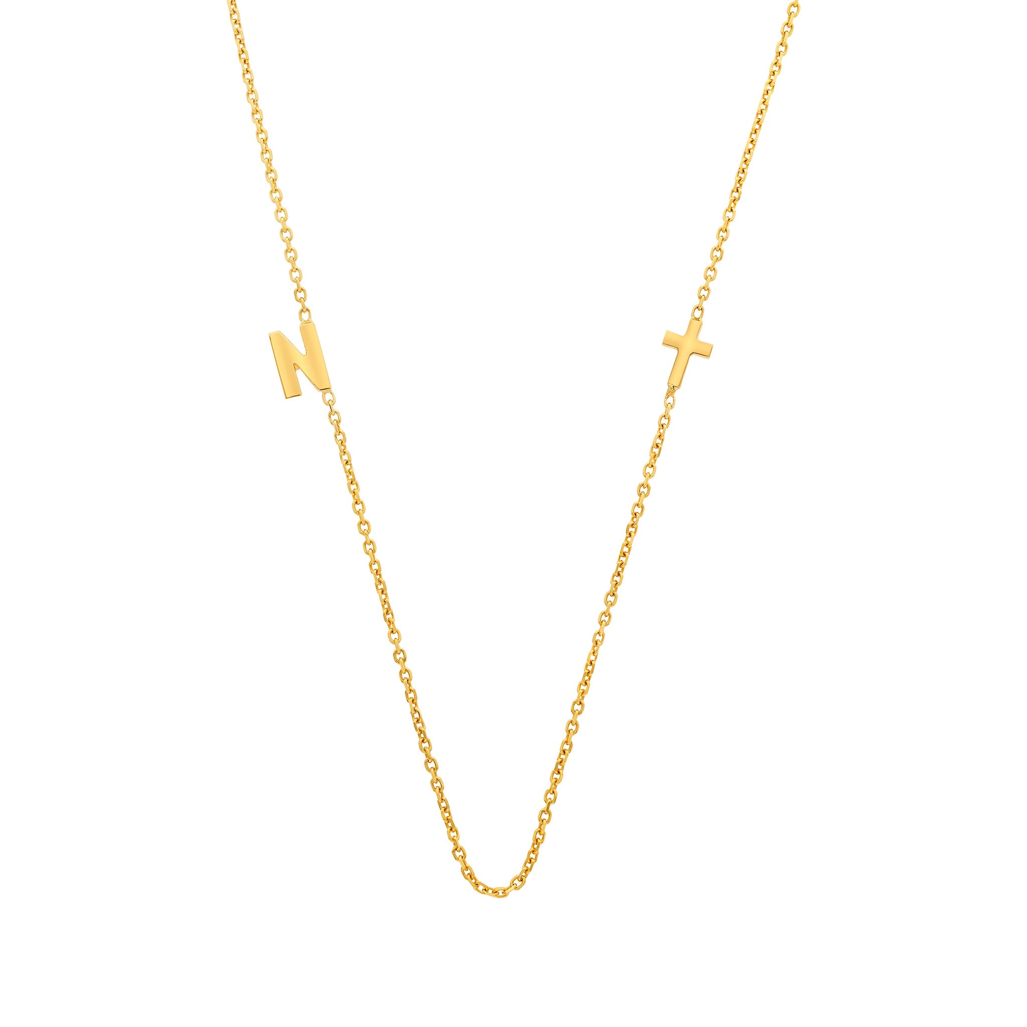 LeahJessica Hand Cut Letter & Cross Necklace